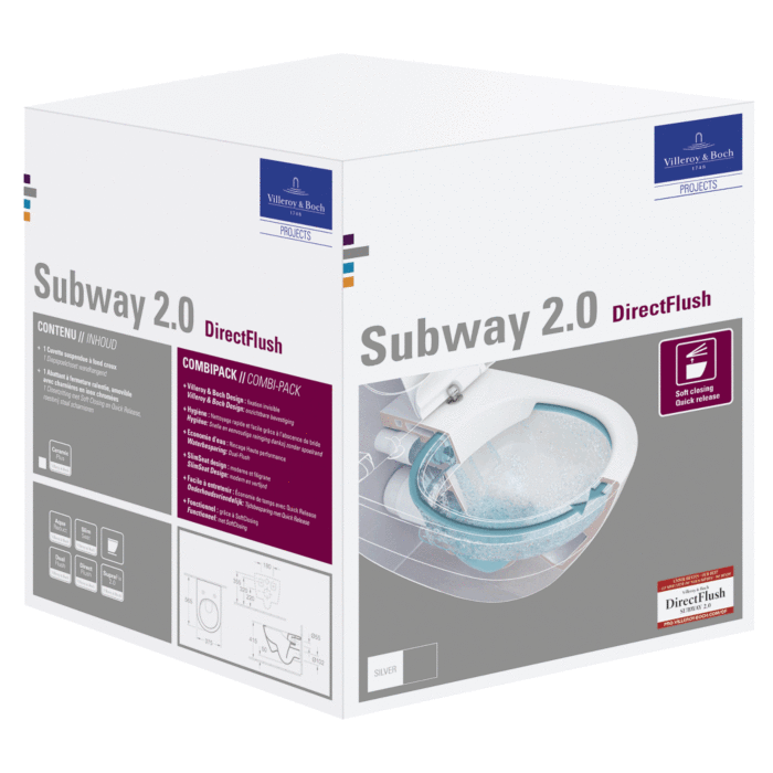 barst toernooi Advertentie Villeroy & Boch Subway 2.0 Combi Pack 5614R201 Subway 2.0 WC rimless white  and WC seat