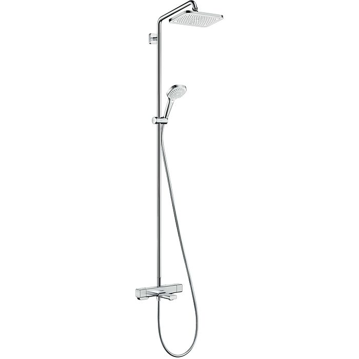 hoogtepunt Inconsistent ontvangen hansgrohe Croma E Showerpipe 27687000 chrome, 1jet with thermostatic bath  shower mixer