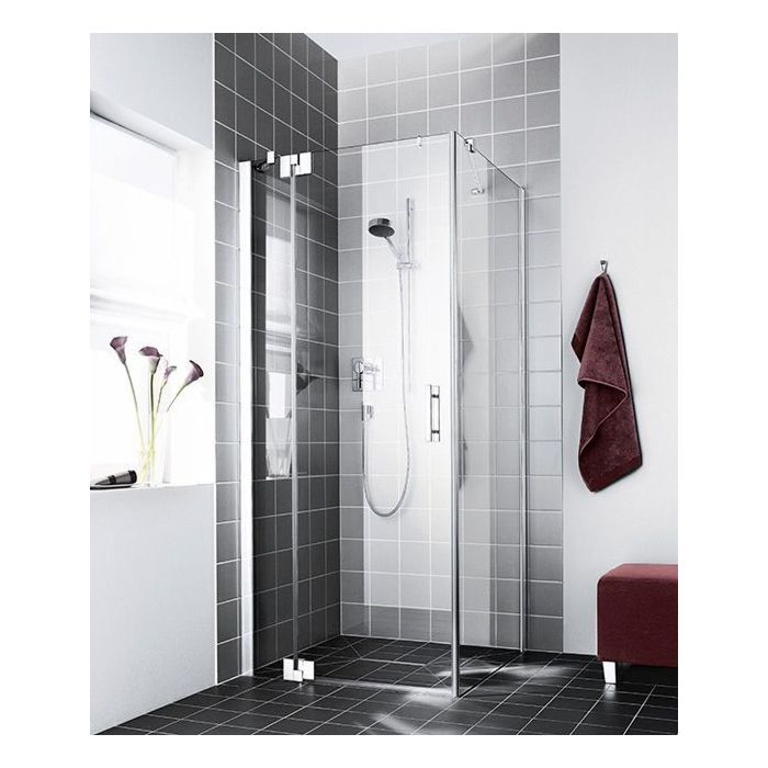 Kermi Filia XP swing door 1-leaf with fixed panel FX1WR07820VUK 78 x 200  cm, silver high gloss, ESG SR Opaco, right, on the shower area