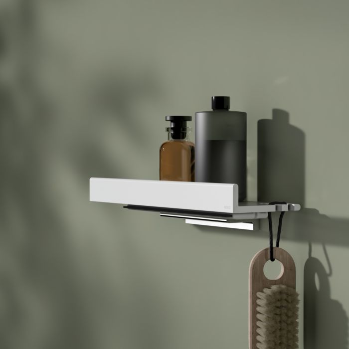 Keuco Reva Shower Shelf with Integrated Glass Wiper - White