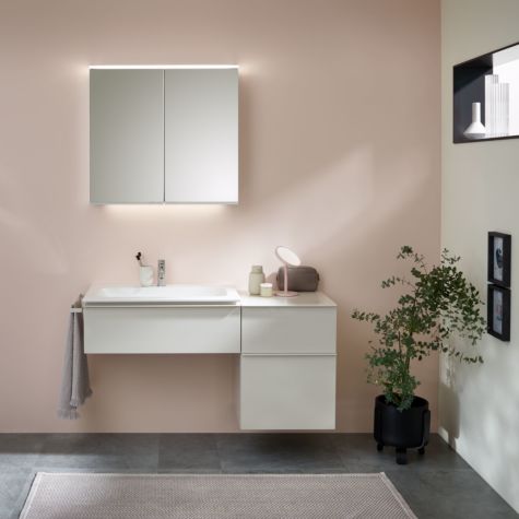 Geberit Option Plus armoire de toilette miroir 500593001  60x70x17,2 cm, avec éclairage, miroir cosmétique, 2 portes