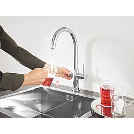 Voorgevoel serie Jurassic Park Grohe Red duo kitchen mixer 30083001 chrome, M-size, C-spout, with boiler