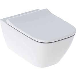 mit 500683002 Wand-Tiefspül-WC antibakteriell Smyle WC-Sitz Set Square Geberit spülrandlos, weiß