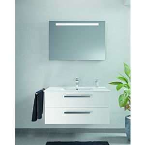 Bloc de meuble de salle de bain Artiqua série 843 avec armoire à miroir LED 843B231087 100cm, avec lavabo en céramique et meuble bas blanc brillant