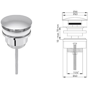 ASW design drain valve 106384 2000 2000 /4&quot;, Pipe end plug closable, chrome