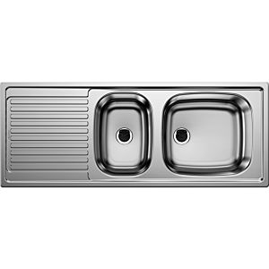 Blanco Top ezs Einbau-Doppelspüle 500847 110 x 43,5 cm, Edelstahl, reversibel, großes Becken außen