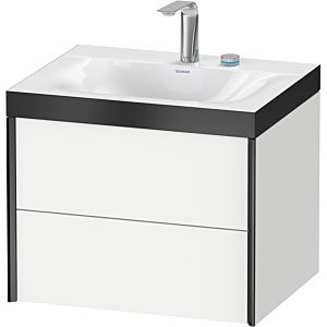 Duravit XViu vanity unit XV4614EB218P 60x48cm, 2 drawers, 2 tap holes, matt black, Rahmen P, matt white