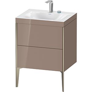 Duravit XViu vanity unit XV4709EB186C 60x48cm, 2 pull-outs, 2 tap holes, matt champagne, Rahmen C, high-gloss cappuccino