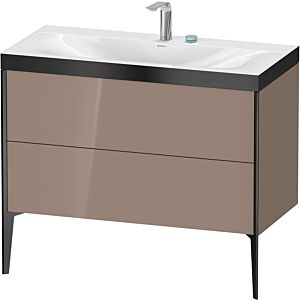 Duravit XViu vanity unit XV4711EB286P 100x48cm, 2 pull-outs, 2 tap holes, matt black, Rahmen P, cappucino high-gloss