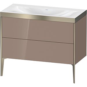 Duravit XViu vanity unit XV4711NB186P 100x48cm, 2 pull-outs, without tap hole, matt champagne, Rahmen P, high-gloss cappucino