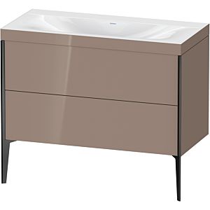 Duravit XViu vanity unit XV4711NB286C 100x48cm, 2 pull-outs, without tap hole, matt black, Rahmen C, cappucino high-gloss