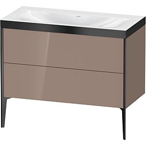 Duravit XViu vanity unit XV4711NB286P 100x48cm, 2 pull-outs, without tap hole, matt black, Rahmen P, cappucino high-gloss