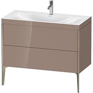 Duravit XViu vanity unit XV4711OB186C 100x48cm, 2 2000 outs, match2 tap hole, matt champagne, Rahmen C, high-gloss cappuccino