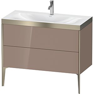 Duravit XViu vanity unit XV4711OB186P 100x48cm, 2 2000 outs, match2 tap hole, matt champagne, Rahmen P, high-gloss cappuccino