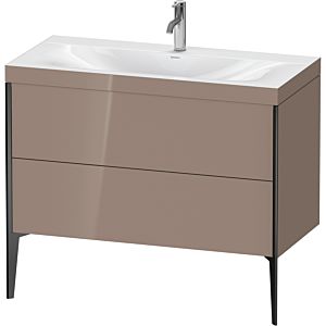 Duravit XViu vanity unit XV4711OB286C 100x48cm, 2 2000 outs, match2 tap hole, black matt, Rahmen C, cappucino high gloss