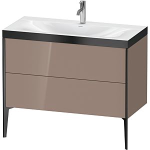 Duravit XViu vanity unit XV4711OB286P 100x48cm, 2 2000 outs, match2 tap hole, matt black, Rahmen P, cappucino high-gloss