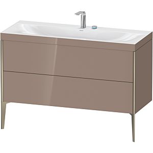 Duravit XViu vanity unit XV4712EB186C 120x48cm, 2 drawers, 2 tap holes, matt champagne, Rahmen C, high-gloss cappuccino