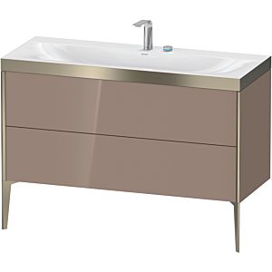 Duravit XViu vanity unit XV4712EB186P 120x48cm, 2 drawers, 2 tap holes, matt champagne, Rahmen P, high-gloss cappucino