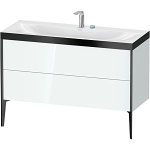 Duravit XViu vanity unit XV4712EB285P 120x48cm, 2 drawers, 2 tap holes, black matt, Rahmen P, white high gloss