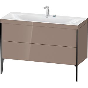 Duravit XViu vanity unit XV4712EB286C 120x48cm, 2 drawers, 2 tap holes, matt black, Rahmen C, high-gloss cappucino