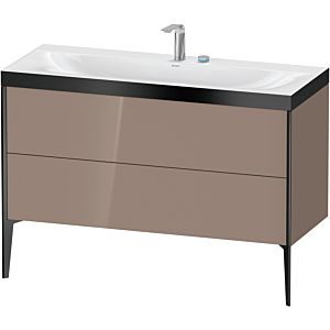 Duravit XViu vanity unit XV4712EB286P 120x48cm, 2 drawers, 2 tap holes, matt black, Rahmen P, high-gloss cappucino