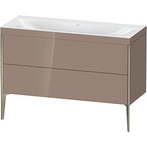 Duravit XViu vanity unit XV4712NB186C 120x48cm, 2 drawers, without tap hole, matt champagne, Rahmen C, high-gloss cappuccino