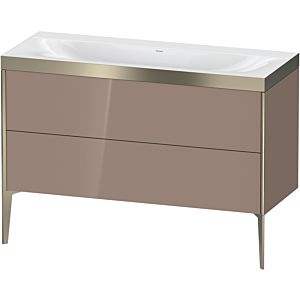 Duravit XViu vanity unit XV4712NB186P 120x48cm, 2 drawers, without tap hole, matt champagne, Rahmen P, high-gloss cappuccino