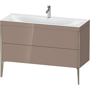 Duravit XViu vanity unit XV4712OB186C 120x48cm, 2 drawers, 2000 tap hole, matt champagne, Rahmen C, high-gloss cappuccino