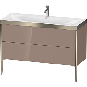 Duravit XViu vanity unit XV4712OB186P 120x48cm, 2 drawers, 2000 tap hole, matt champagne, Rahmen P, high-gloss cappuccino