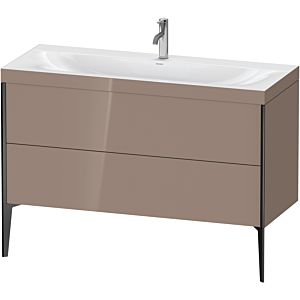 Duravit XViu vanity unit XV4712OB286C 120x48cm, 2 drawers, 2000 tap hole, black matt, Rahmen C, cappucino high gloss