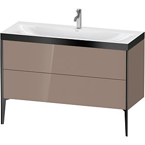 Duravit XViu vanity unit XV4712OB286P 120x48cm, 2 drawers, 2000 tap hole, black matt, Rahmen P, cappucino high gloss