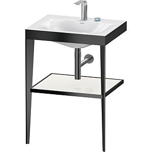 Duravit XViu washbasin combination XV4714EB285 60 x48 cm, 2 tap holes, white high gloss, with metal console, black matt