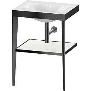 Duravit XViu washbasin combination XV4714NB285 60 x 48 cm, without tap hole, white high gloss, with metal console, black matt