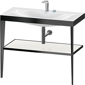 Duravit XViu washbasin combination XV4716EB285 100 x 48 cm, 2 tap holes, white high gloss, with metal console, black matt