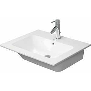 Duravit Me by Starck lavabo pour meuble 2336633260 63 x 49 cm, blanc satiné mat, sans trou pour robinetterie, avec trop-plein, banque de trous pour robinetterie