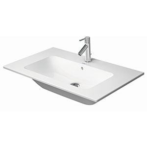 Duravit Me by Starck lavabo pour meuble 23368332601 83 x 49 cm, blanc satiné mat, WonderGliss, sans trou pour robinetterie, avec trop-plein, banque de trous pour robinetterie