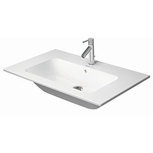 Duravit Me by Starck vasque pour meuble 23368332601 83 x 49 cm, blanc mat, WonderGliss, sans trou pour robinet, avec trop-plein, avec banc pour robinet