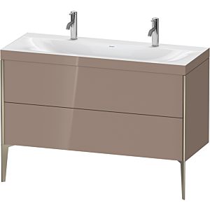 Duravit XViu vanity unit XV4713OB186C 120x48cm, 2 pull-outs, without tap hole, matt champagne, Rahmen C, high-gloss cappuccino