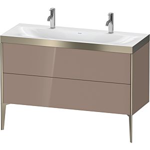 Duravit XViu vanity unit XV4713OB186P 120x48cm, 2 pull-outs, without tap hole, matt champagne, Rahmen P, high-gloss cappuccino