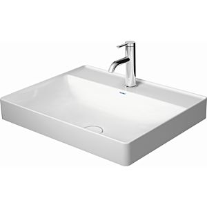 Duravit DuraSquare washbasin 23546000401 60x47cm, without overflow, with tap platform, ground, 2 tap holes, white WonderGliss