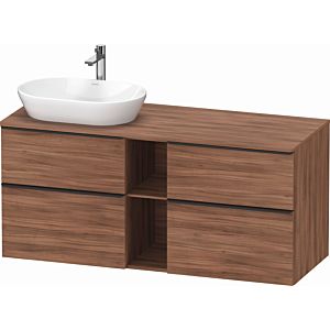 Duravit D-Neo vanity unit DE4970L7979 140 x 55 cm, Natural Walnut , wall-hung, 4 drawers, 2000 console plate, basin on the left