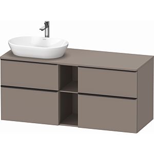 Duravit D-Neo vanity unit DE4970L4343 140 x 55 cm, Basalt Matt , wall-hung, 4 drawers, 2000 console plate, basin on the left