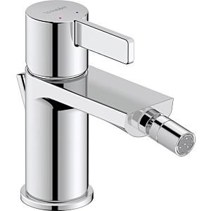 Duravit D-Neo Bidetarmatur DE2400001010 mit Zugstangen-Ablaufgarnitur, Ausladung 125mm, chrom