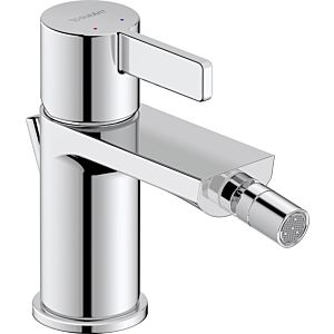 Duravit D-Neo bidet faucet DE2400001010 with pop-up waste, projection 125mm, chrome