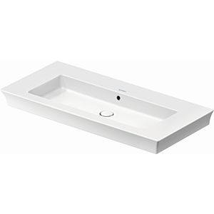 Duravit White Tulip meuble lavabo 2363100060 105,5 x 49 cm, sans trou pour robinetterie, blanc , avec trop-plein, banque de trous pour robinetterie