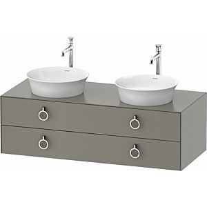 Duravit White Tulip vanity unit WT4993B9292 130 x 55 cm, Steingrau Seidenmatt , wall-hung, 2 drawers with handles, basin on both sides