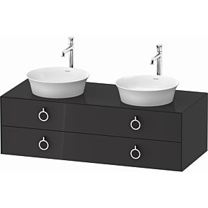 Duravit White Tulip vanity unit WT4993BH1H1 130 x 55 cm, Graphit high gloss, wall-hung, 2 drawers with handles, basin on both sides