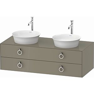 Duravit White Tulip vanity unit WT4993BH2H2 130 x 55 cm, stone gray high gloss, wall-hung, 2 drawers with handles, basin on both sides