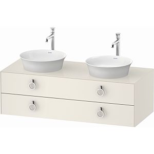 Duravit White Tulip vanity unit WT4993BH4H4 130 x 55 cm, Nordic White High Gloss , wall-hung, 2 drawers with handles, basin on both sides