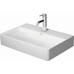 Duravit DuraSquare washbasin 23566000401 60 x 40 cm, without overflow, with tap platform, 2 tap holes, white WonderGliss